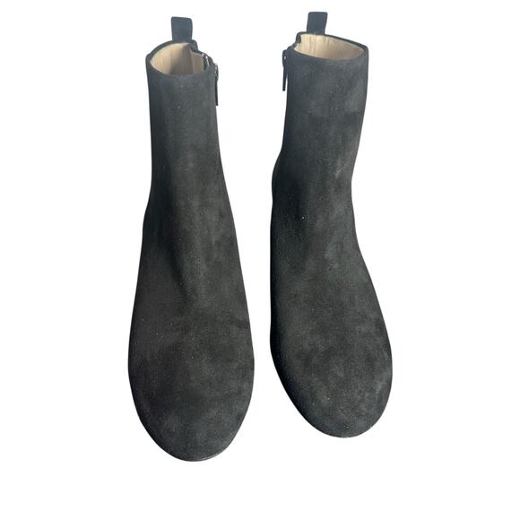 Gianni Bini Black Suede Leather Ankle Boots Block Heel Zip Size 8M - Picture 3 of 11